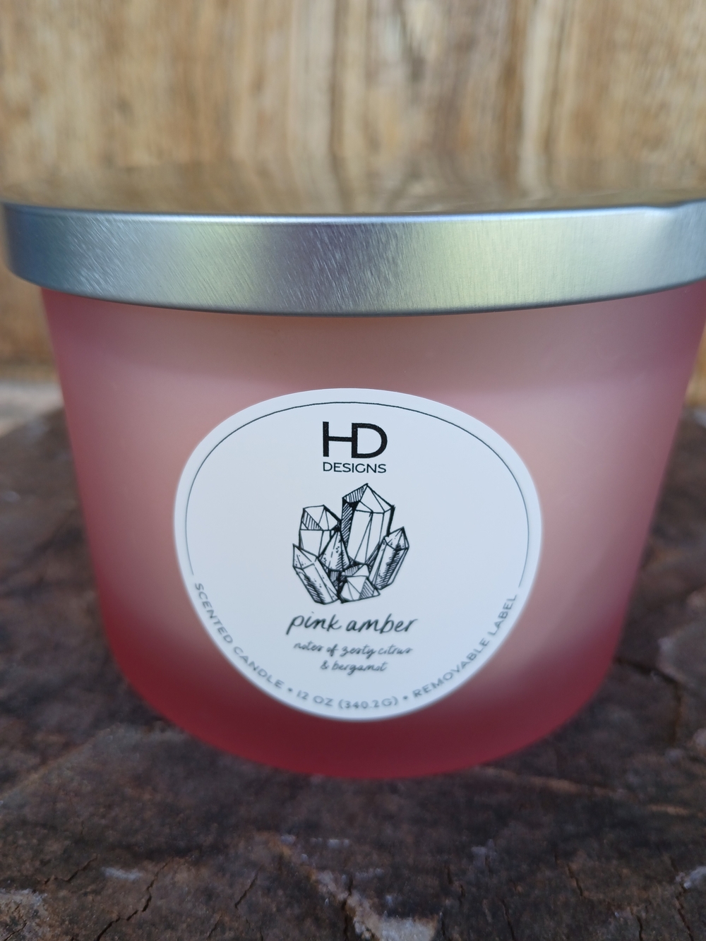 Pink Amber Scented Candle - Pink HD Designs